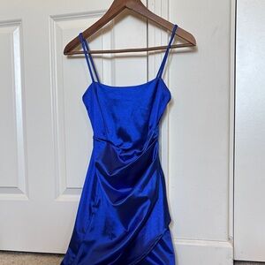 Elegant Blue Satin Mini Dress